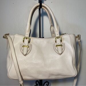 J. Crew Cream Leather satchel with crossbody strap